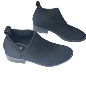 Eileen Fisher Sock Knit Ankle Booties Black Stretch Minimalist Women 6